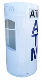 Mobile Mini Round ATM Security Enclosure made of steel with locks.